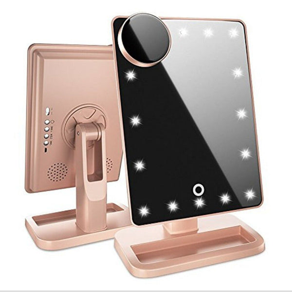 Touch Screen Makeup Mirror With 20 LED Light Bluetooth Music Speaker 10X Magnifying Mirrors Lights Hanzuva