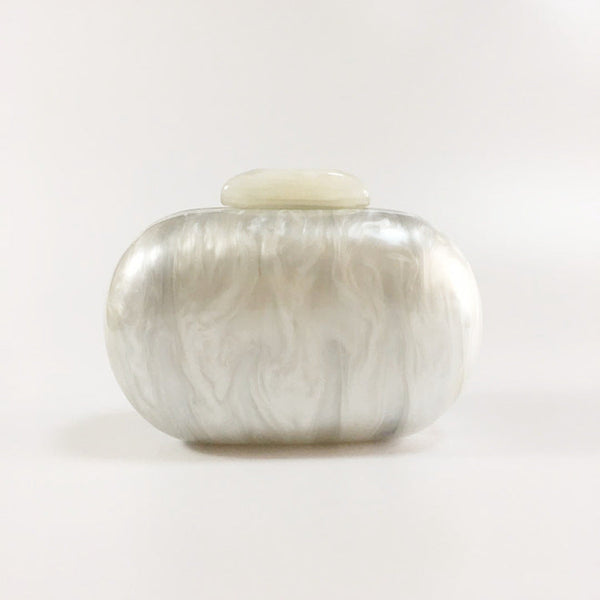 Women's Oval Acrylic Solid Color Pearly Evening Bag Hanzuva