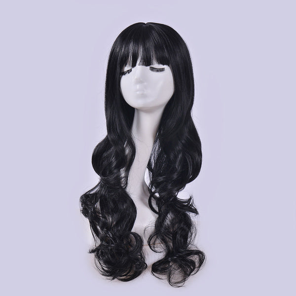 Full Head Pull-over Style Air Bangs High Temperature Silk Curls Hanzuva
