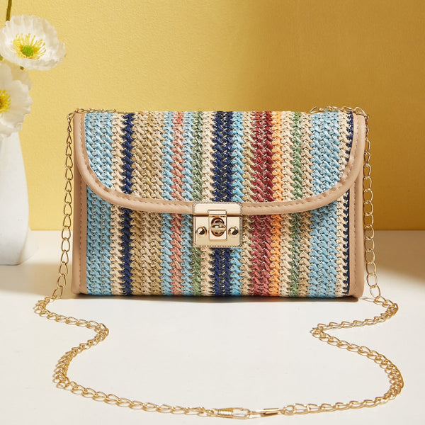 Woven Rainbow Fashion Crossbody Chain Square Bag Hanzuva