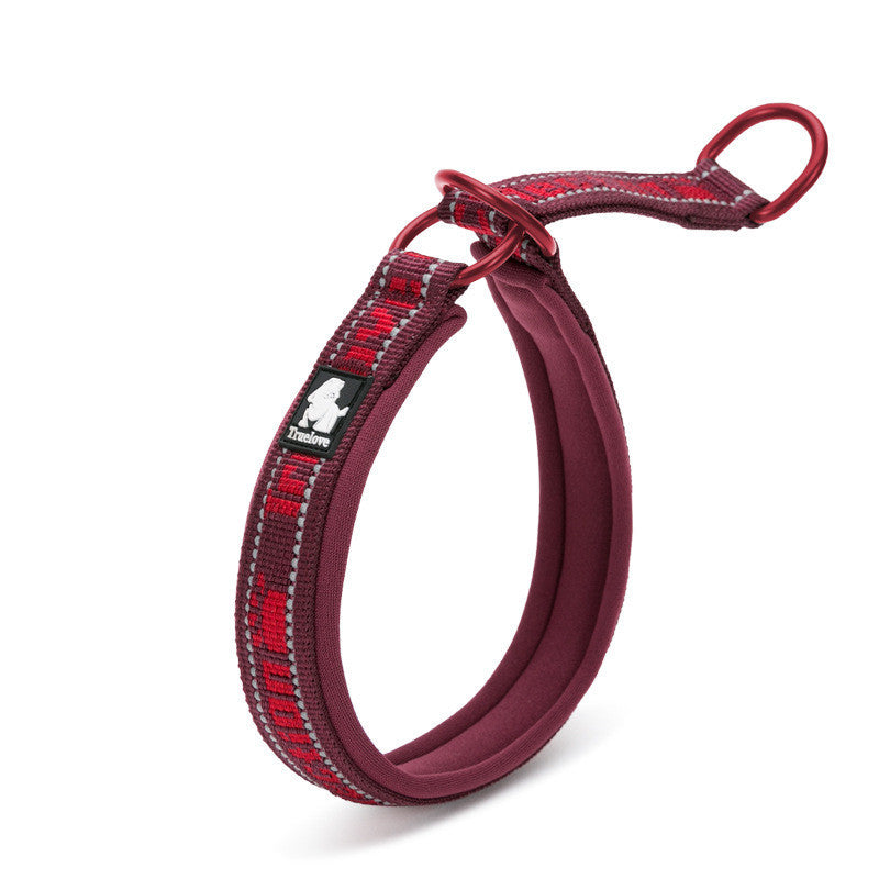 Pet Dog Collar Traction Diving Fabric Adjustable Reflective Soft