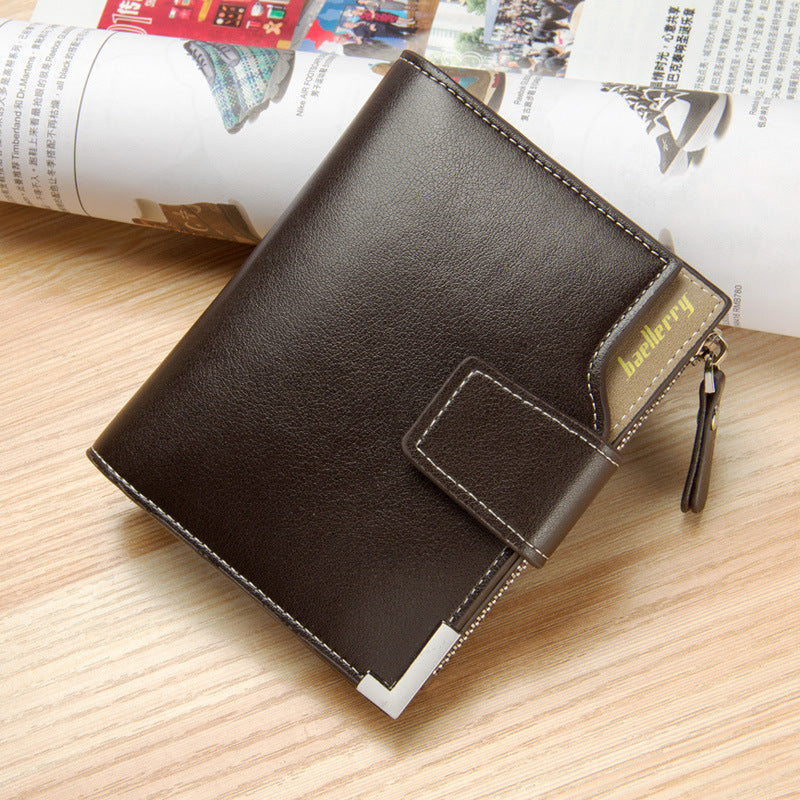 Men's Wallet Multi-function Wallet With Zipper Buckle Tri-fold Coin Purse