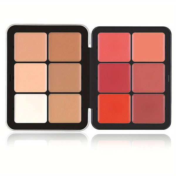 Cross-border TEMU Amazon Hot 12-color Blusher Plate Matte Shimmer High-gloss Multi-color Cream Blush Plate Hanzuva
