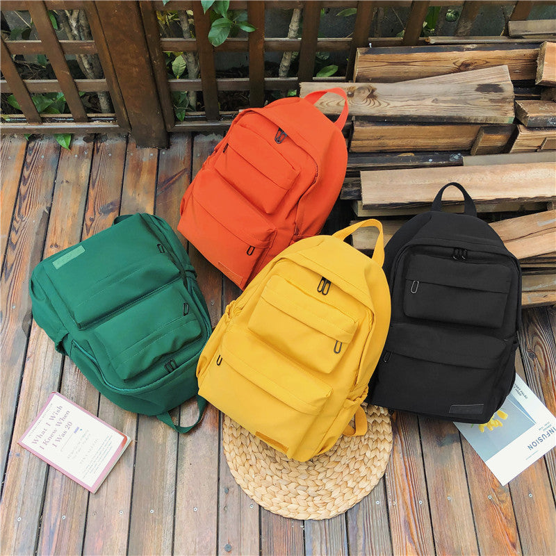 Backpack Student Schoolbag Female Korean Version Large-capacity Travel Leisure Solid Color Multi-layer Backpack