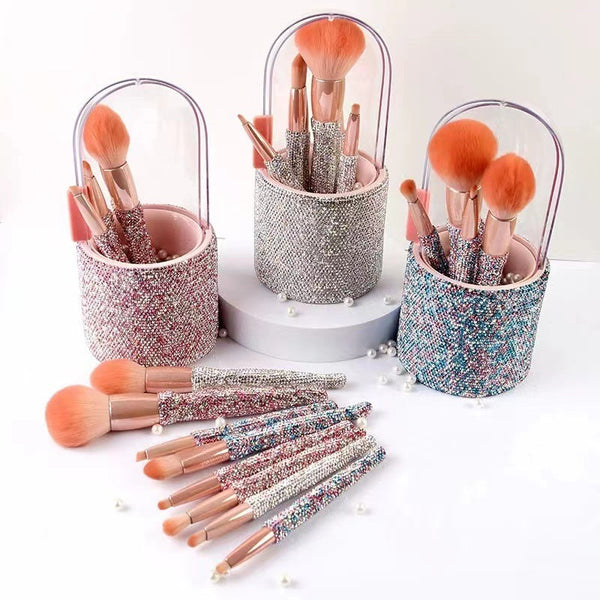 Light Luxury Diamond-embedded Makeup Brush Set 8 High-end Makeup Brushes Suit Hanzuva