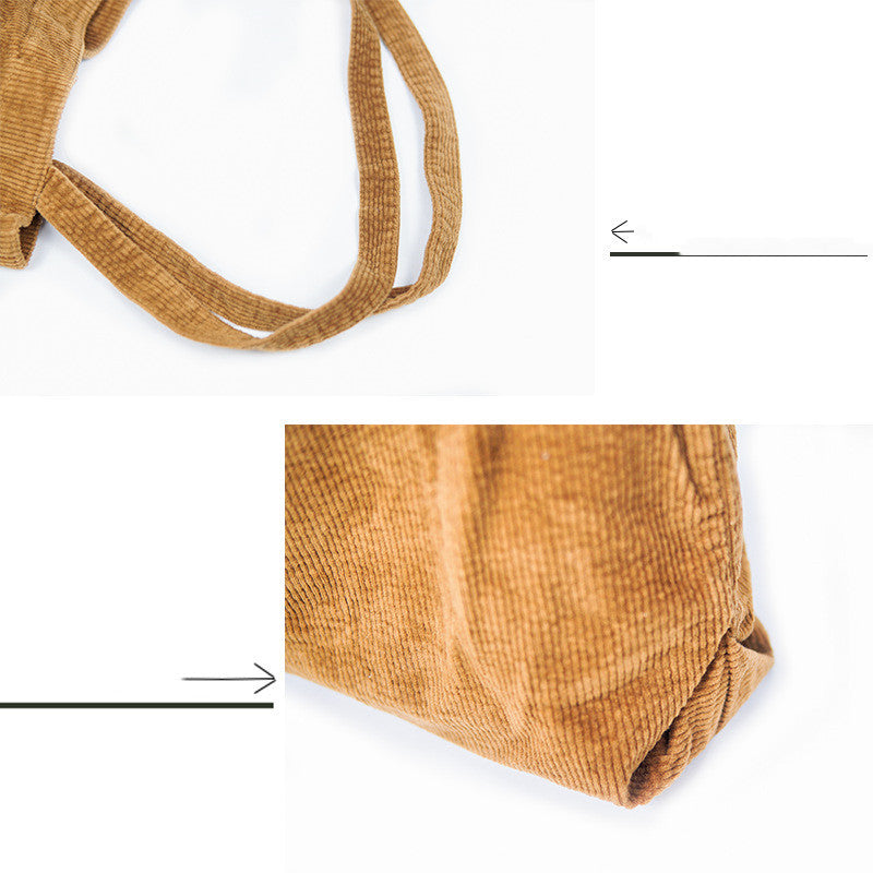 Washed Corduroy Handbag Simple Retro One Shoulder Women's Bag
