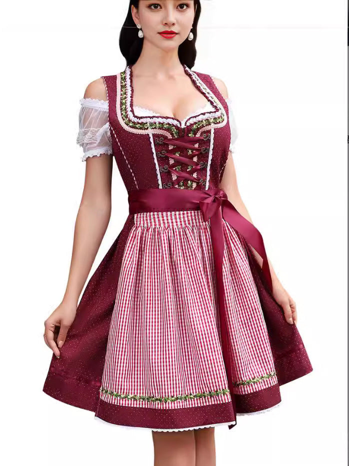 Halloween Maid Uniform Barpool Women's Sexy Mini Dress Dirndl Hanzuva