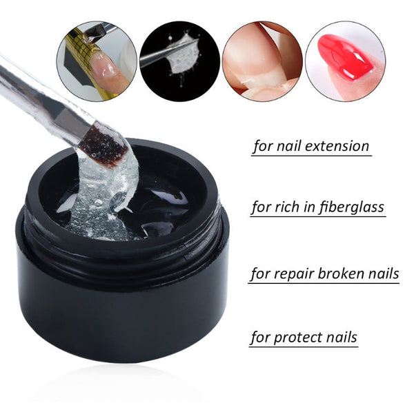 Creacked Repair Glue Nail Fiber Silk Extension Gel Fiberglass Poly UV Builder Gel Polish Manicure Art Prolonged Tool Hanzuva