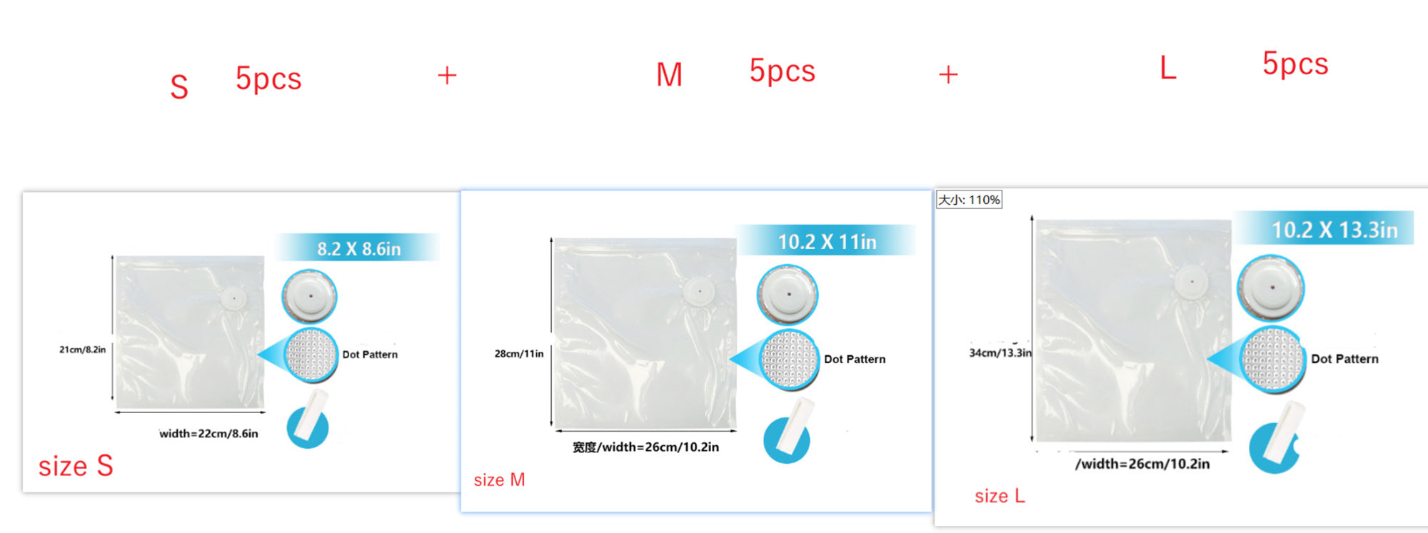Commercial White Plastic Air Valve Compression Bag