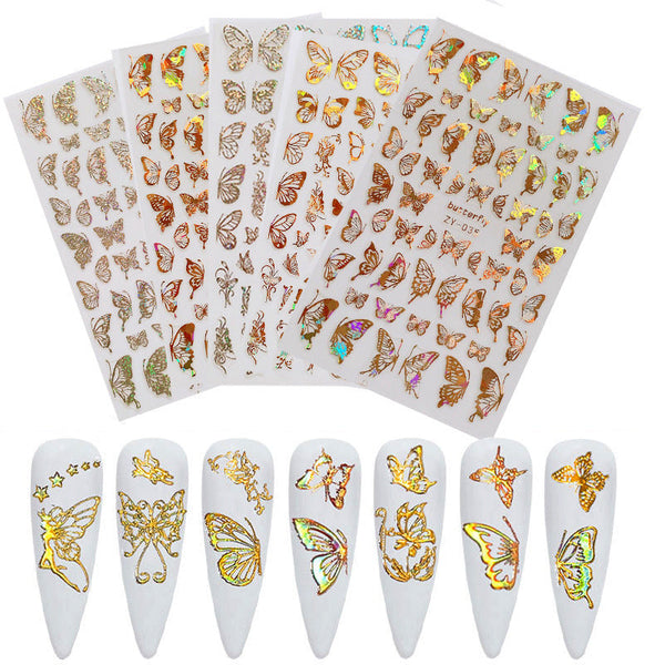 Butterfly Nail Sticker Simulation Bronzing Laser Hanzuva