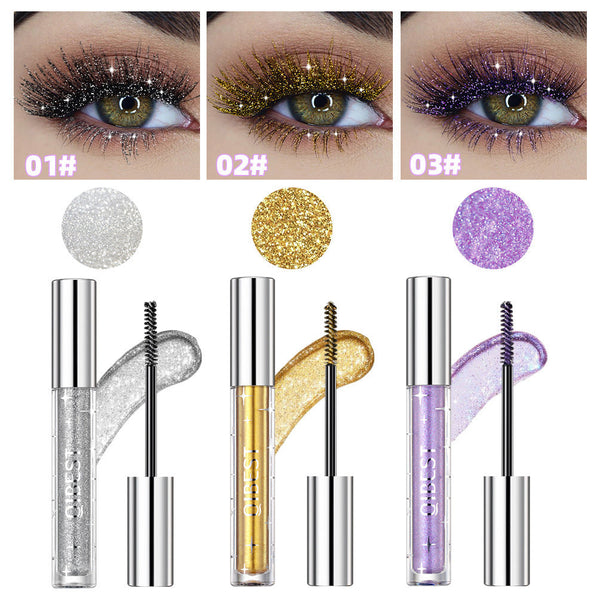 Violet Glitter Lash Mascara Diamond Mascara Thick Shiny Eyelash Curling Extension Makeup Waterproof Fast Dry Sequins Eye Black Hanzuva