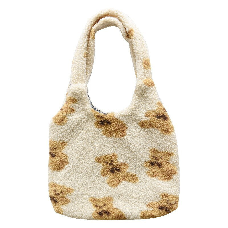 Cute Plush Cartoon Bear Casual Shoulder Bag Hanzuva