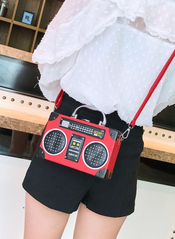 Sequins box bag radio handbag bright surface Harajuku wind Messenger bag Hanzuva