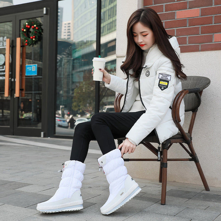 Winter New Plus Velvet Thick Cotton Shoes Thermal Middle Tube Waterproof Non-slip Boots Hanzuva