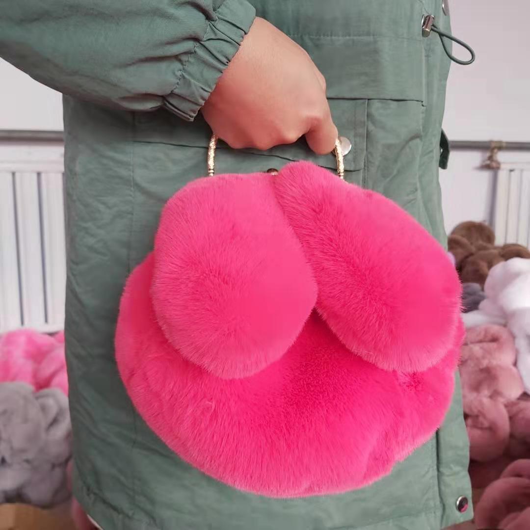 Fashion chain ear plush handbag Hanzuva