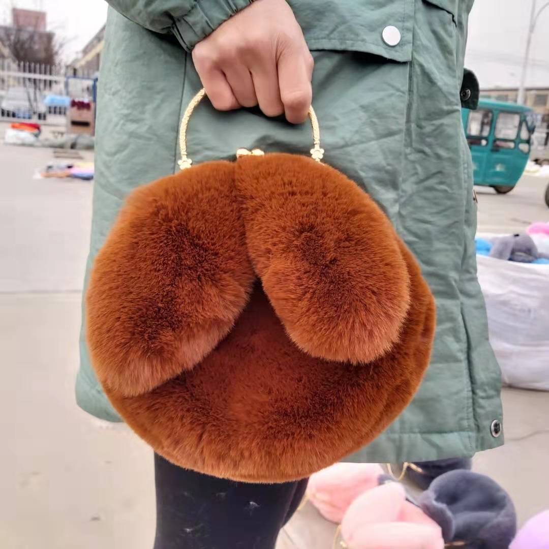 Fashion chain ear plush handbag Hanzuva