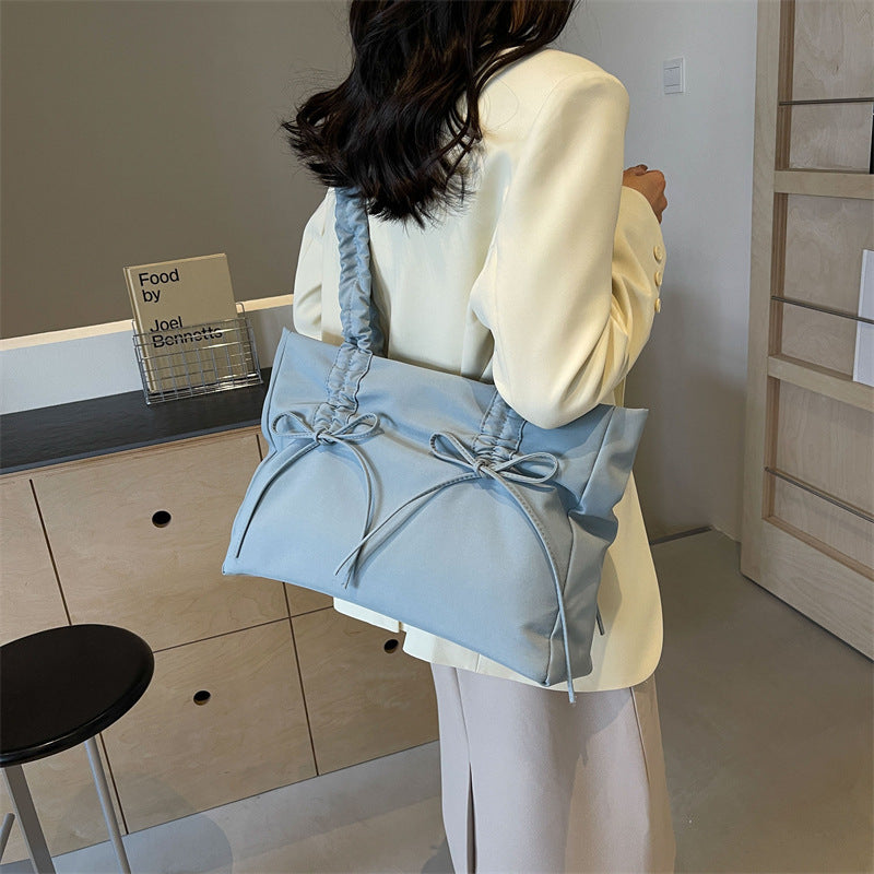 Pleated Large Capacity Bag Female Korean Style Simple And Casual Tote Bag Commuter Shoulder Bag
