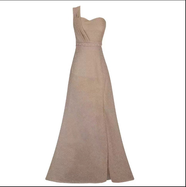 Women's Clothing One-shoulder Sleeveless Bronzing Split Dress Hanzuva