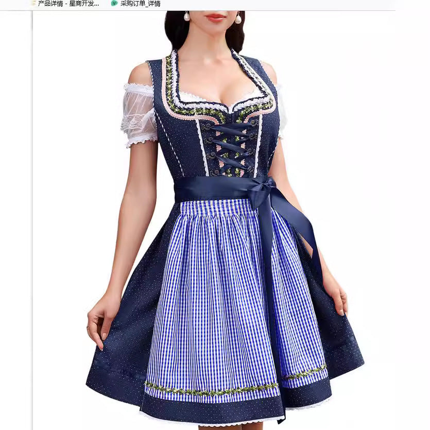 Halloween Maid Uniform Barpool Women's Sexy Mini Dress Dirndl Hanzuva