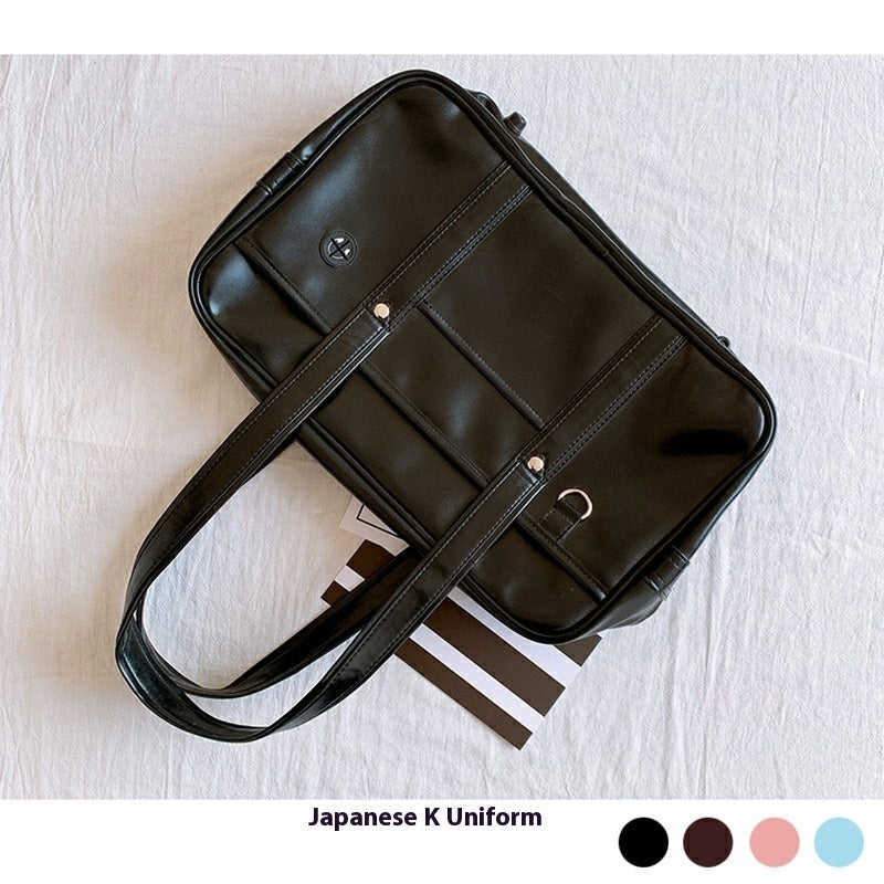One-shoulder Student Commuter PU Uniform School Handbag