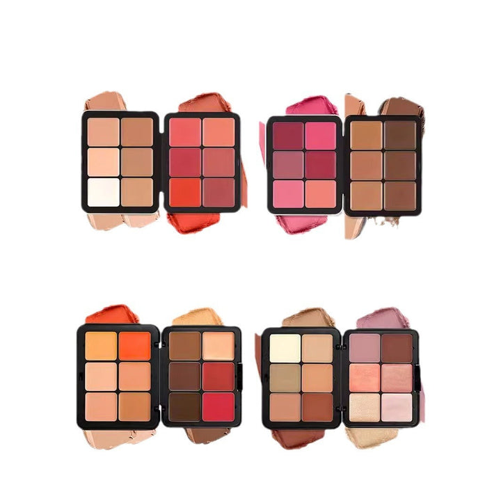 Cross-border TEMU Amazon Hot 12-color Blusher Plate Matte Shimmer High-gloss Multi-color Cream Blush Plate Hanzuva
