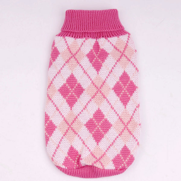 Fashion Pet Geometric Diamond Plaid Sweater Hanzuva