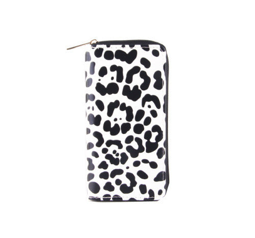 Cow Pattern Ladies Wallet PU Long Zipper