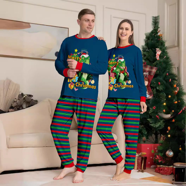 Tyrannosaurus Letter Christmas Tree Printing Parent-child Suit Pajamas Hanzuva