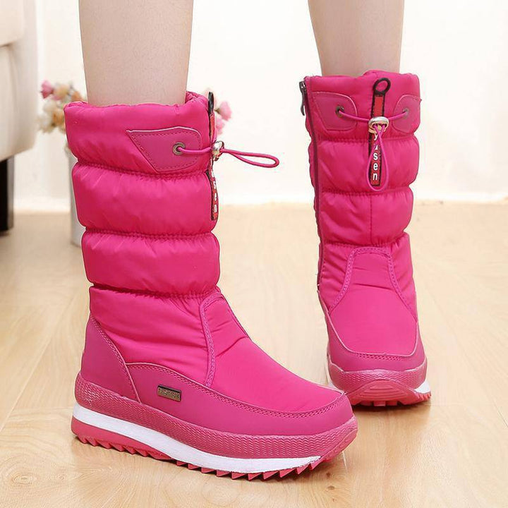 Winter New Plus Velvet Thick Cotton Shoes Thermal Middle Tube Waterproof Non-slip Boots Hanzuva