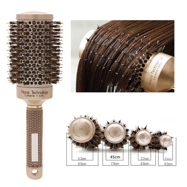 Hair Comb Brush Nano Hairbrush Ceramic Ion Round Barrel Comb Hairdressing Hair Salon Styling Tool Hanzuva