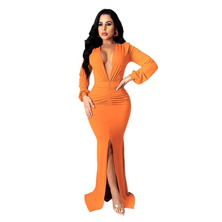 Women's Large V-neck Slim-fit Nightclub Evening Dress Hanzuva