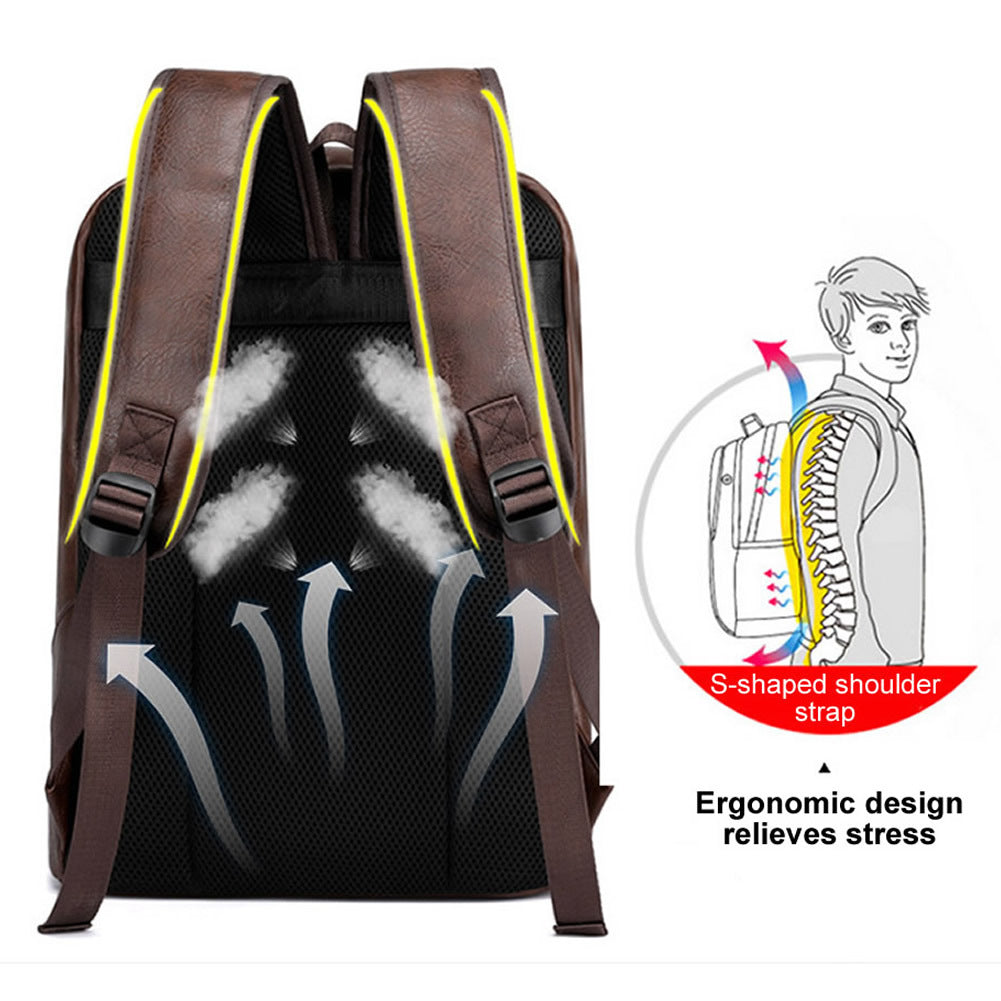 Men's Trendy Woven Design Casual Computer Backpack