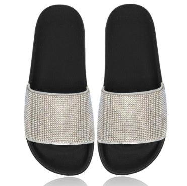 Women's Rhinestone Stand Independently Fashion Craft Flat Slippers Hanzuva