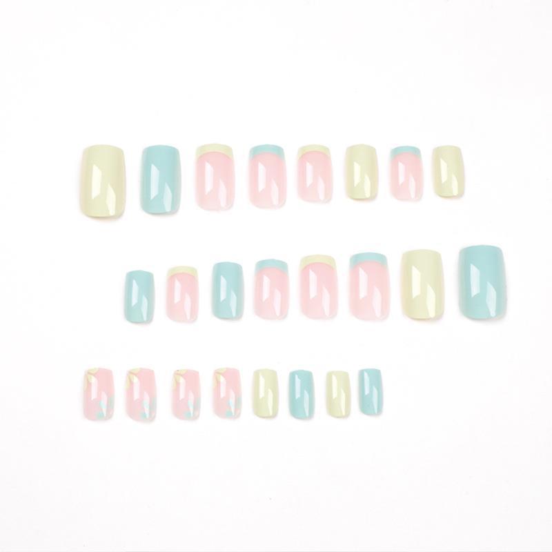 Simple Yellow And Blue Combo Small Flower Manicure Wear Nail