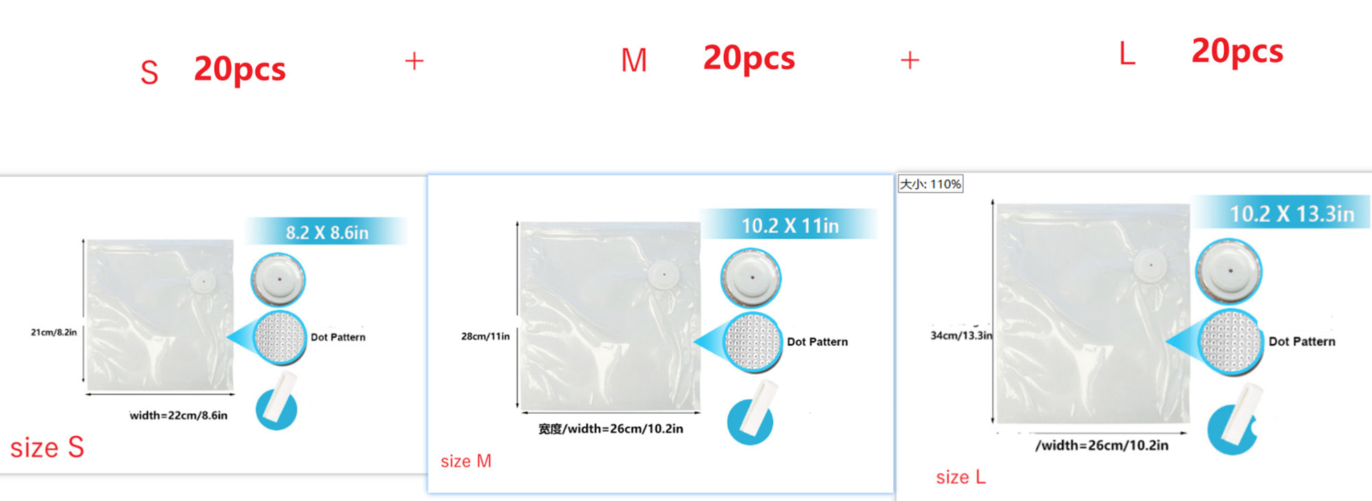 Commercial White Plastic Air Valve Compression Bag