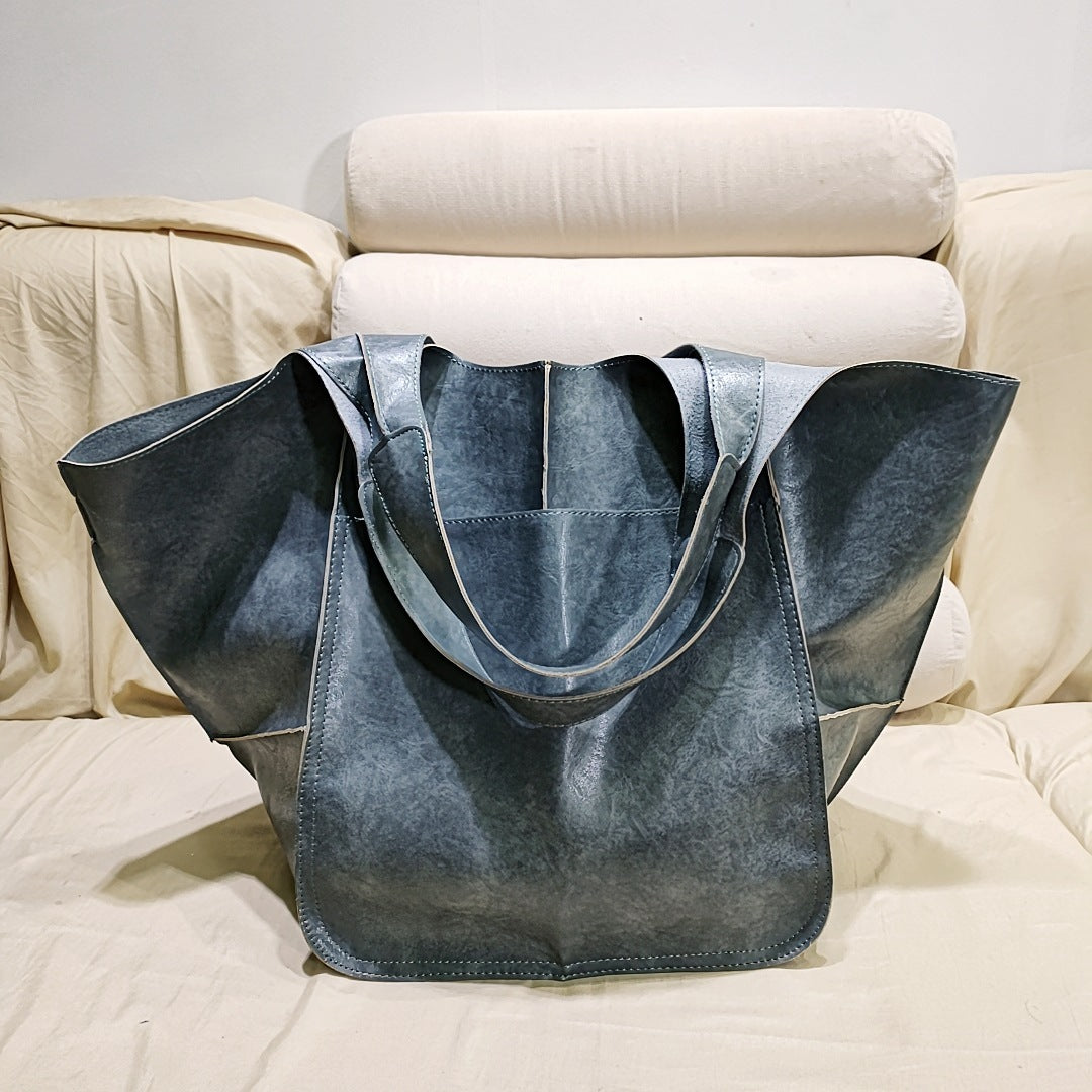 Vintage Large Capacity Handbags PU Soft Leather Big Bag Designer Luxury Women Shoulder Bag Beach On Vacation Woman Tote Bag Hanzuva