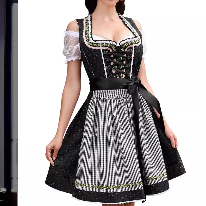 Halloween Maid Uniform Barpool Women's Sexy Mini Dress Dirndl Hanzuva