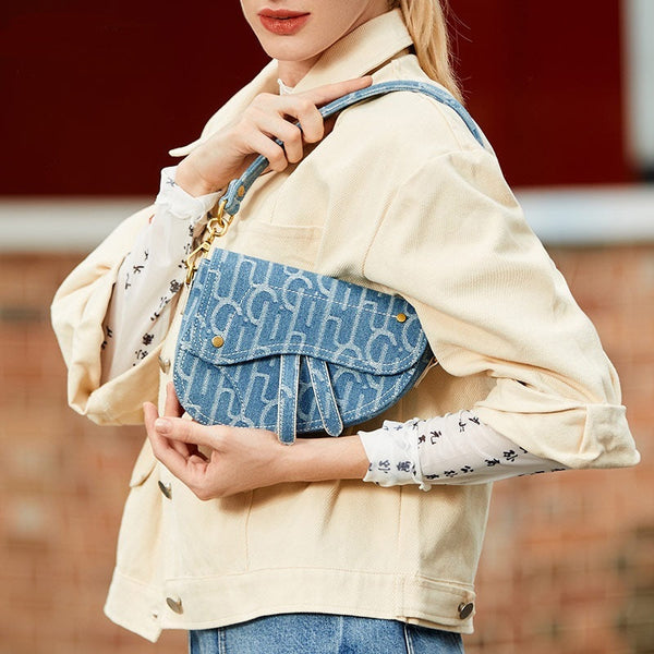 Women's Vintage Denim Saddle Bag Hanzuva