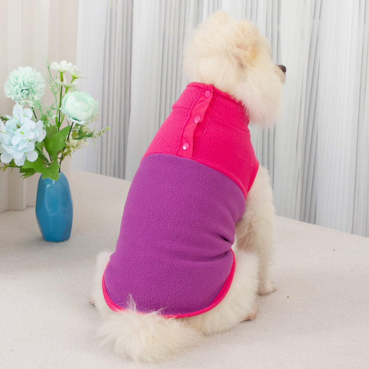 Stand Collar Placket Contrast Color Series European And American Fluffy Jacket