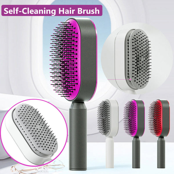 Self Cleaning Hair Brush For Women One-key Cleaning Hair Loss Airbag Massage Scalp Comb Anti-Static Hairbrush Hanzuva