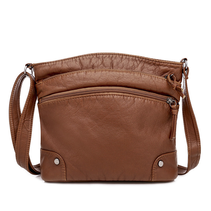 Shoulder Bag Retro Washed Leather Casual Fashion