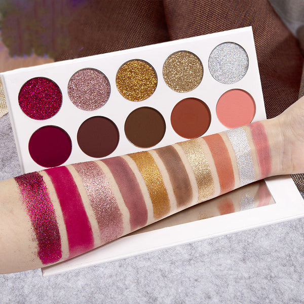 10-color Eyeshadow Palette 5-color Matte Plus 5-color Glitter Powder Hanzuva