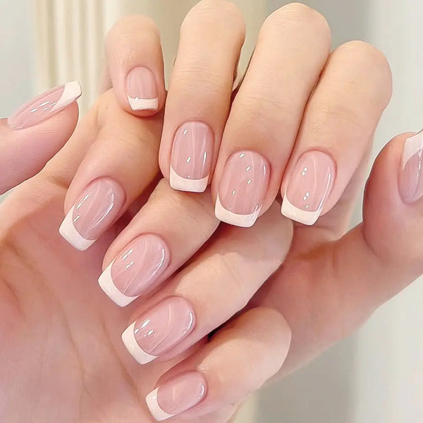 24 Pieces Nail Tips Square Short Simple Removable Boxed Fake Nails Hanzuva