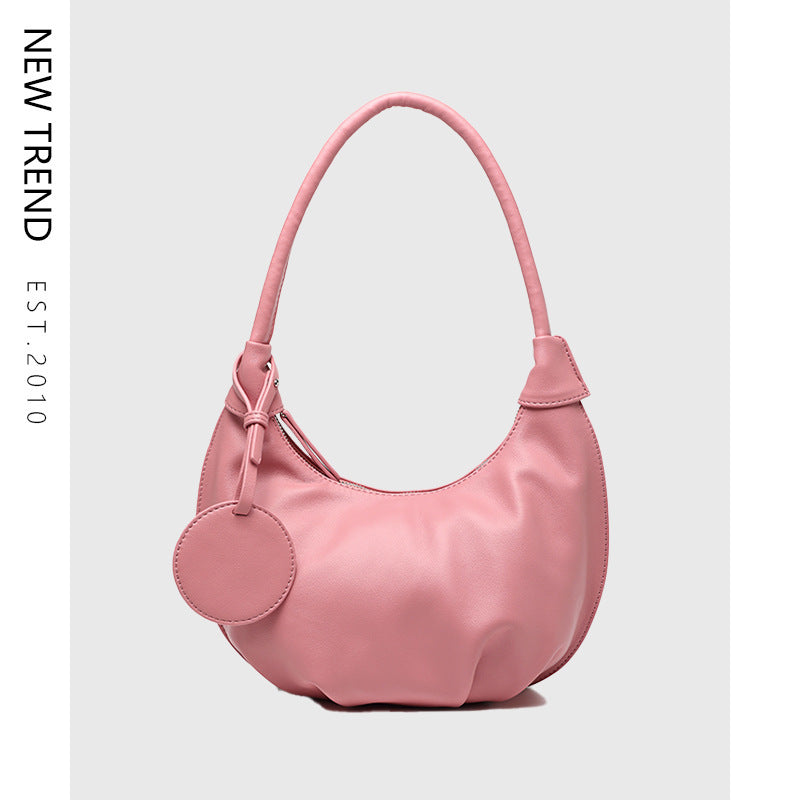 Portable Underarm Bag Leisure Soft Leather Versatile Shoulder Dumpling Bag