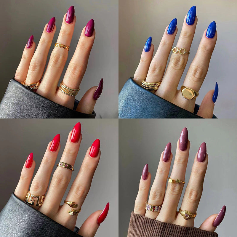 Wear Armor Mid-length  Solid Color Nail Shaped Piece