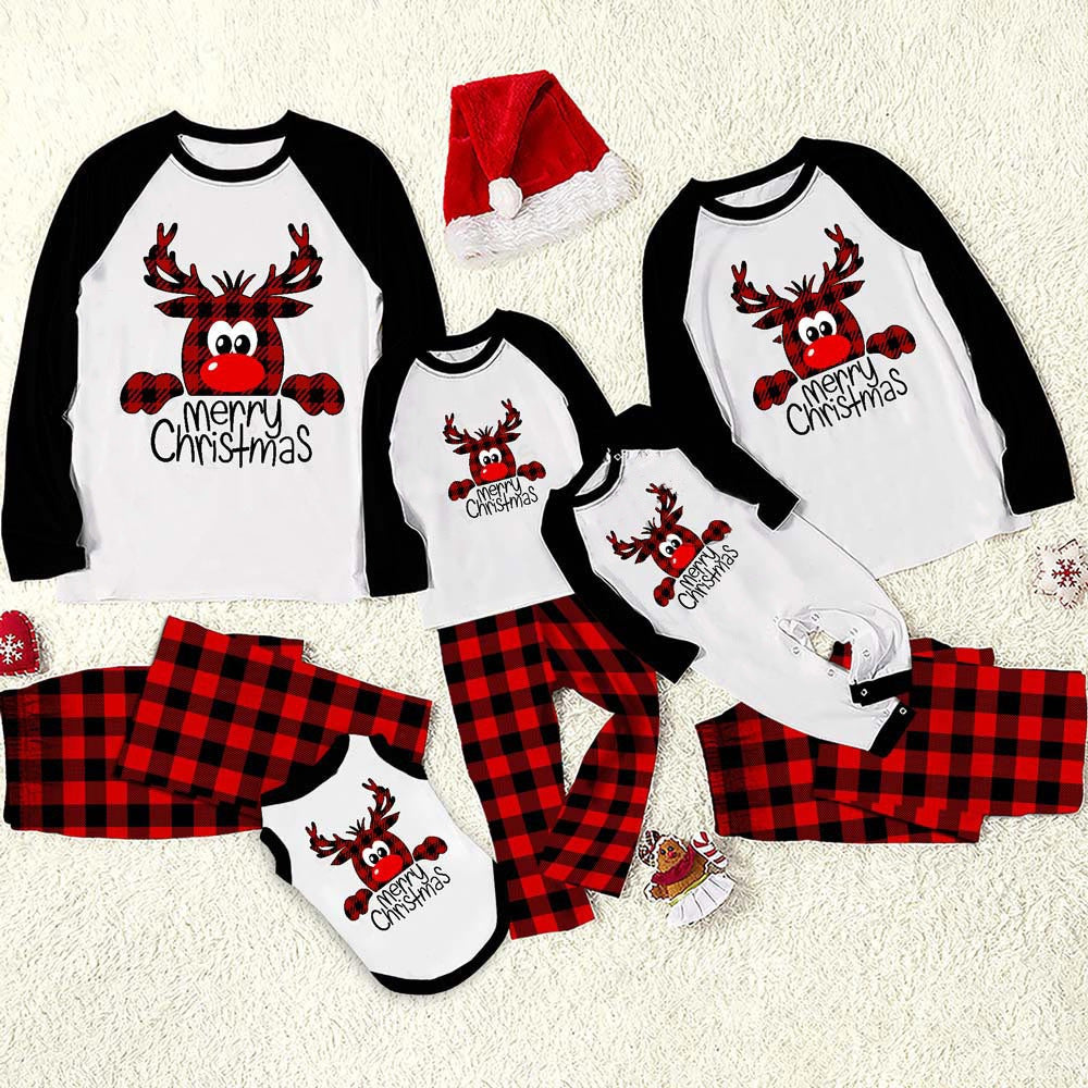 Family Christmas Pajamas Matching Sets Christmas Sleepwear Parent-Child Pjs Outfit For Christmas Holiday Xmas Party Hanzuva