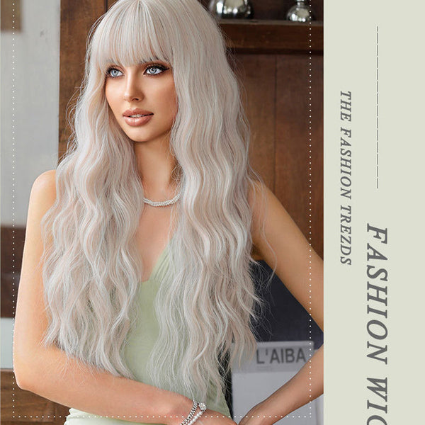 Silver Pink Curly Long Hair Full-head Wig Natural Realistic Fluffy Lolita Anime Cosplay Hanzuva