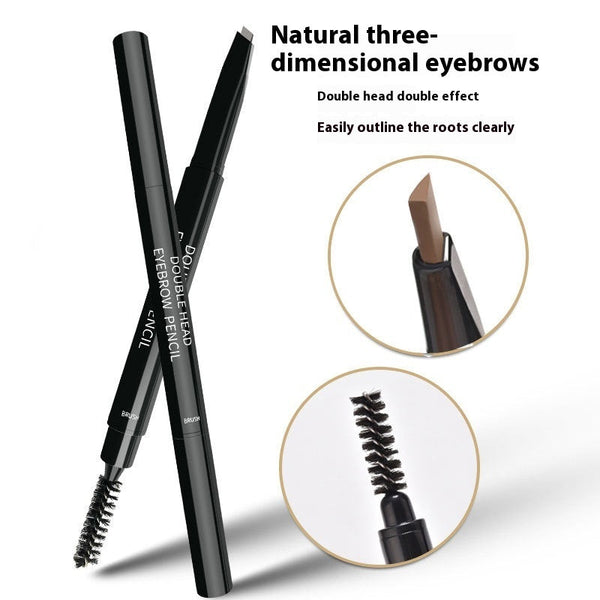 Waterproof And Sweat-proof Long-lasting Smudge-free Double-headed Automatically Rotate Eyebrow Pencil Hanzuva