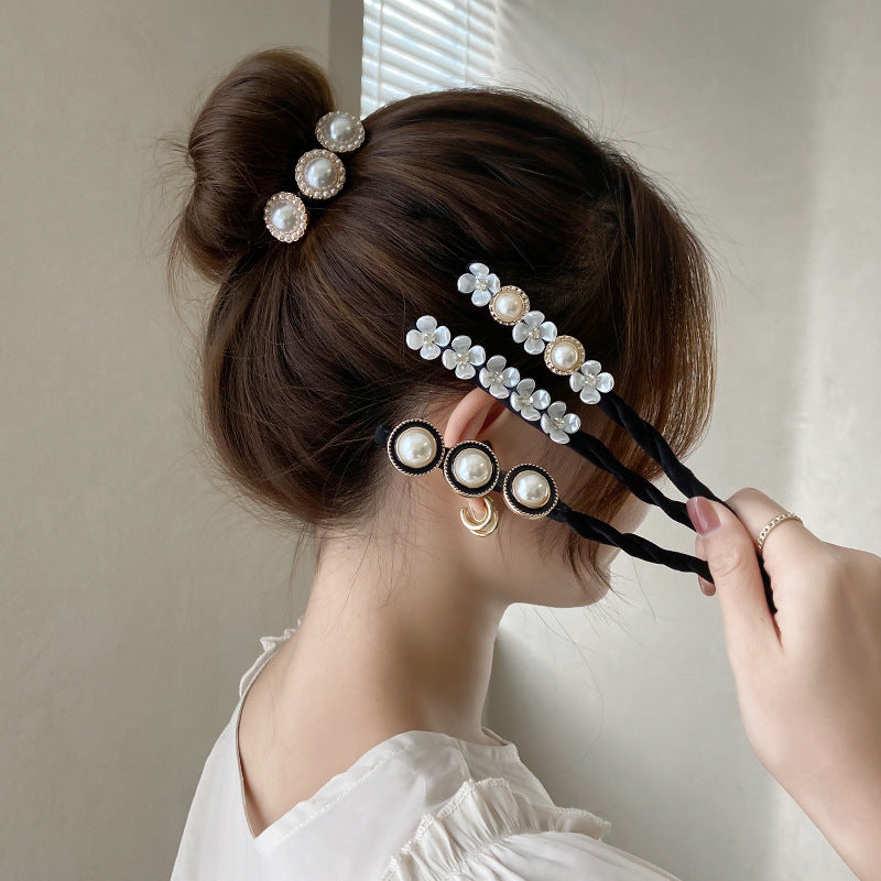 Simple Fluffy Bun Half Bun Hair Tie Elastic Lazy Flower Bud Hairpin Hair Accessories