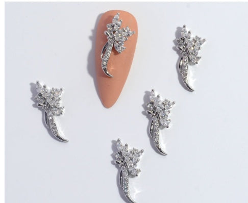 Nail Ornament Zircon Flower Tassel Chain